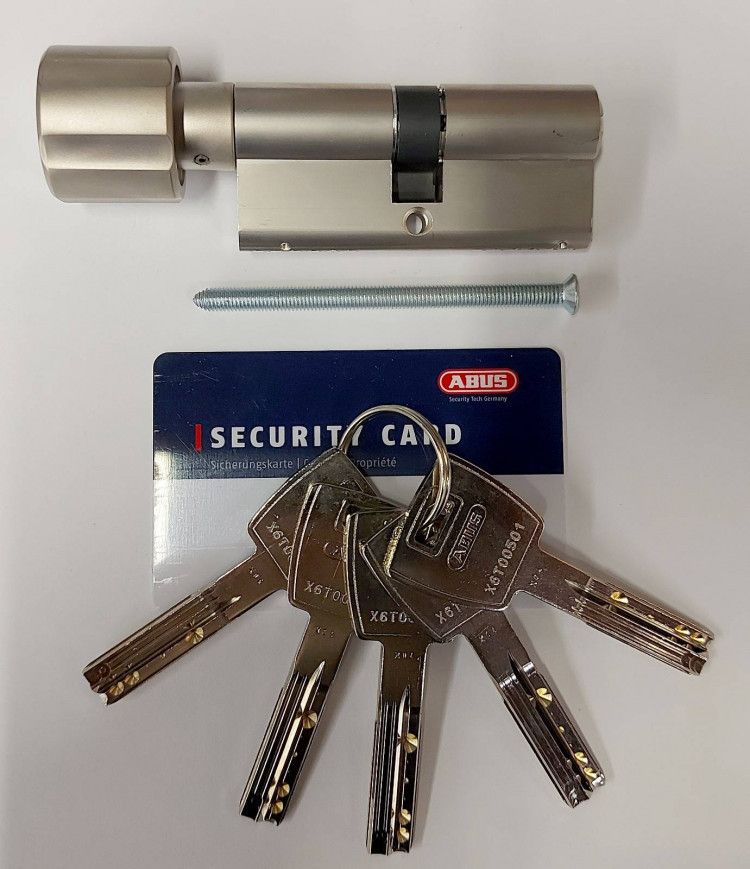 Механизм цилиндровый Abus X6 (Абус) 70 мм (35*35) никель, кл/вертушка